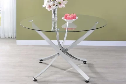 Beckham Round 46-inch Glass Top Dining Table Chrome