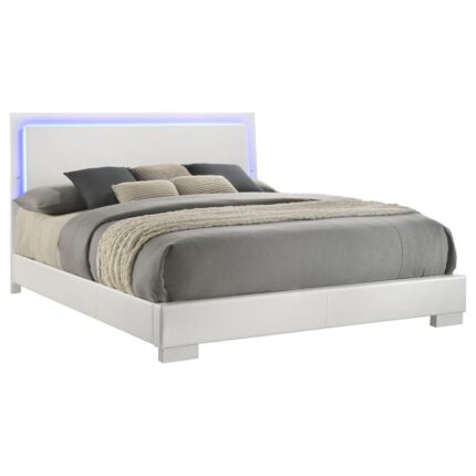 Felicity Wood LED Panel Bed White High Gloss